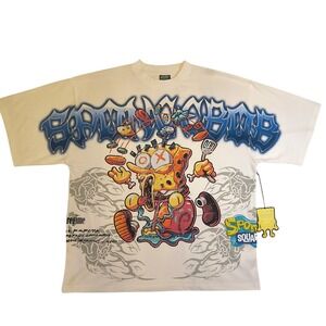 Civil Regime SpongeBob Chaos Graphic Tee XL NWT Oversized White Shirt